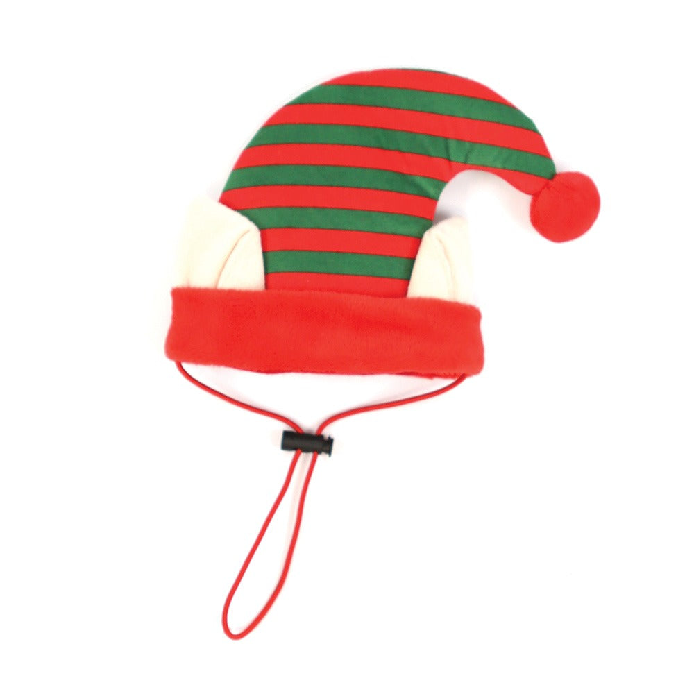 Front View of Happy Pet Christmas Christmas Elf Dog Hat