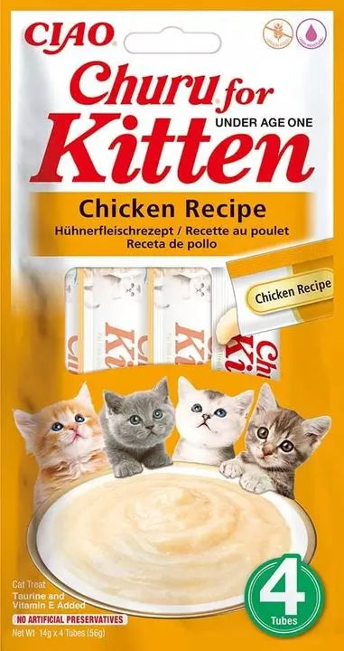 Ciao Churu 4 Pack Kitten Treat - Chicken Recipe