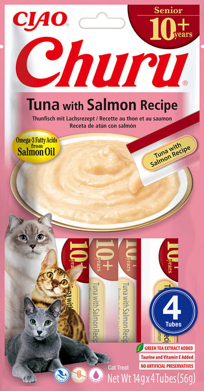 Ciao Churu 4 Pack Senior Cat Treat - Tuna with Salmon Recipe