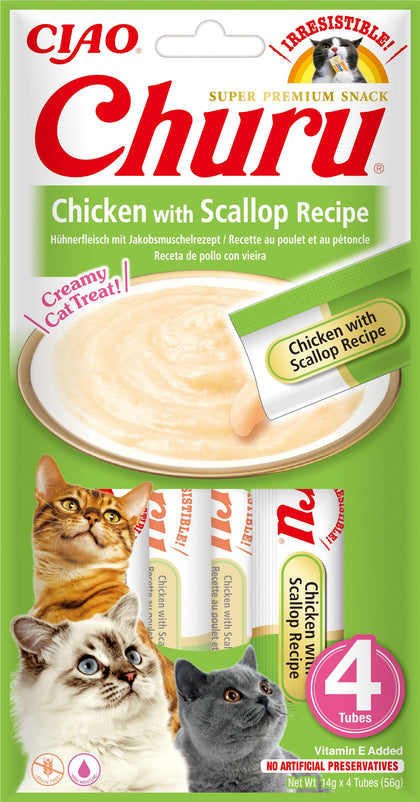 Ciao Churu 4 Pack Cat Treat - Chicken with Scallop Recipe