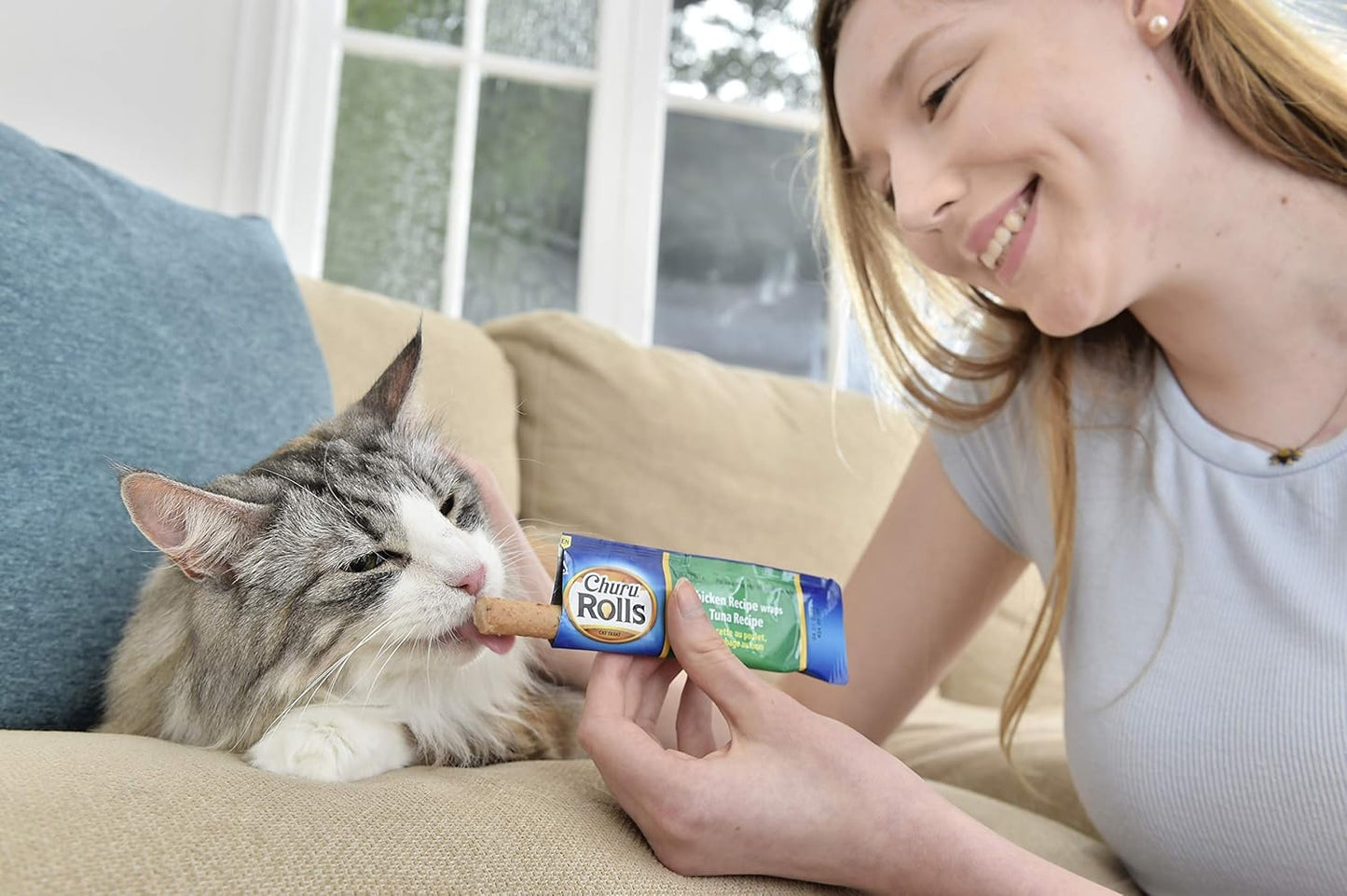 Ciao Churu Rolls 4 Pack Cat Treat - Chicken Recipe Wraps Tuna with Scallop Recipe - 4 x 10g