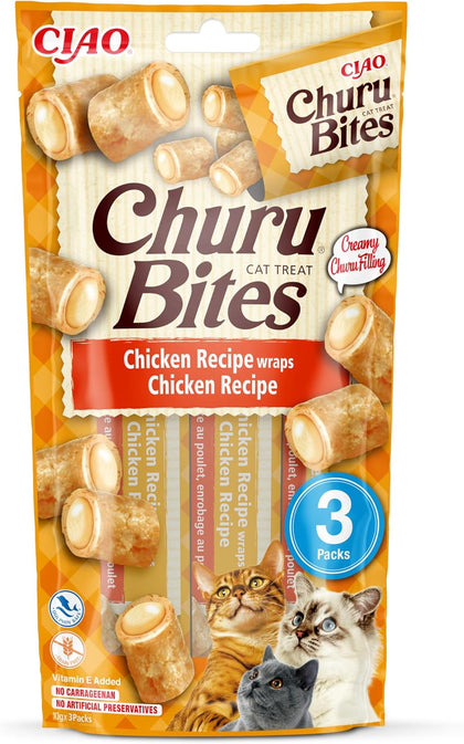 Ciao Churu Bites 3 Pack Cat Treat - Chicken Recipe wraps Chicken Recipe