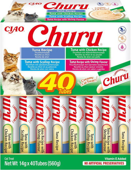 Ciao Churu 40 Pack Box Cat Treat - Tuna Seafood Variety