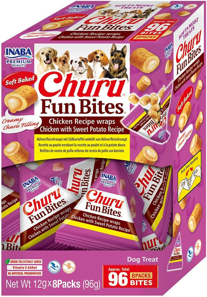 Ciao Churu Fun Bites Dog Treat - Chicken Recipe wraps Chicken with Sweet Potato Recipe