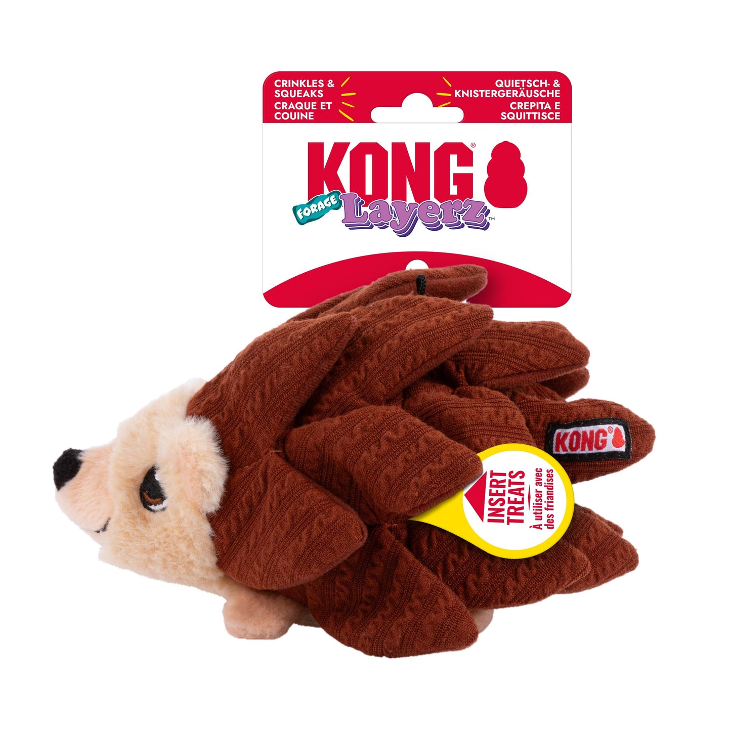 Front View of KONG Layerz Forage Hedgehog Dog Toy - Medium