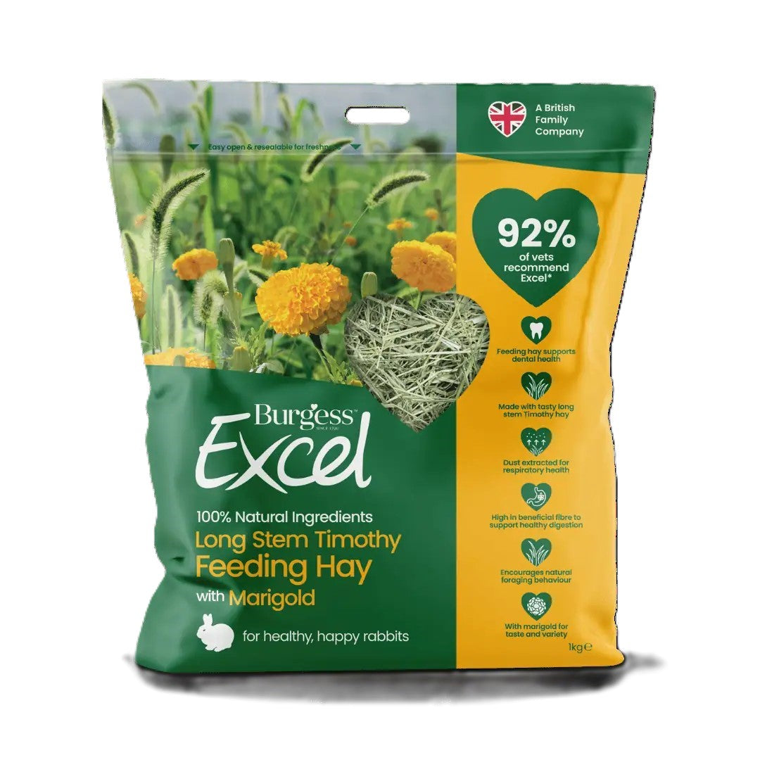 Burgess Excel Long Stem Timothy Feeding Hay with Marigold for Small Animals