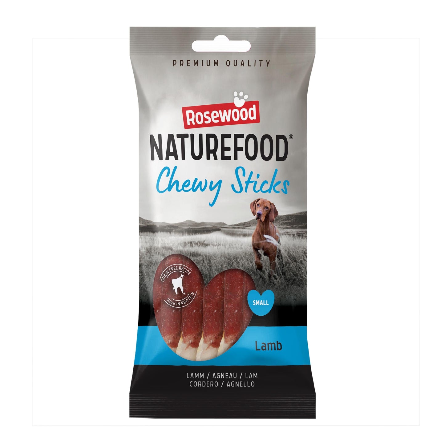 Front View of Naturefood Chewy Sticks Small Breed Dog Treats - Lamb - 72g