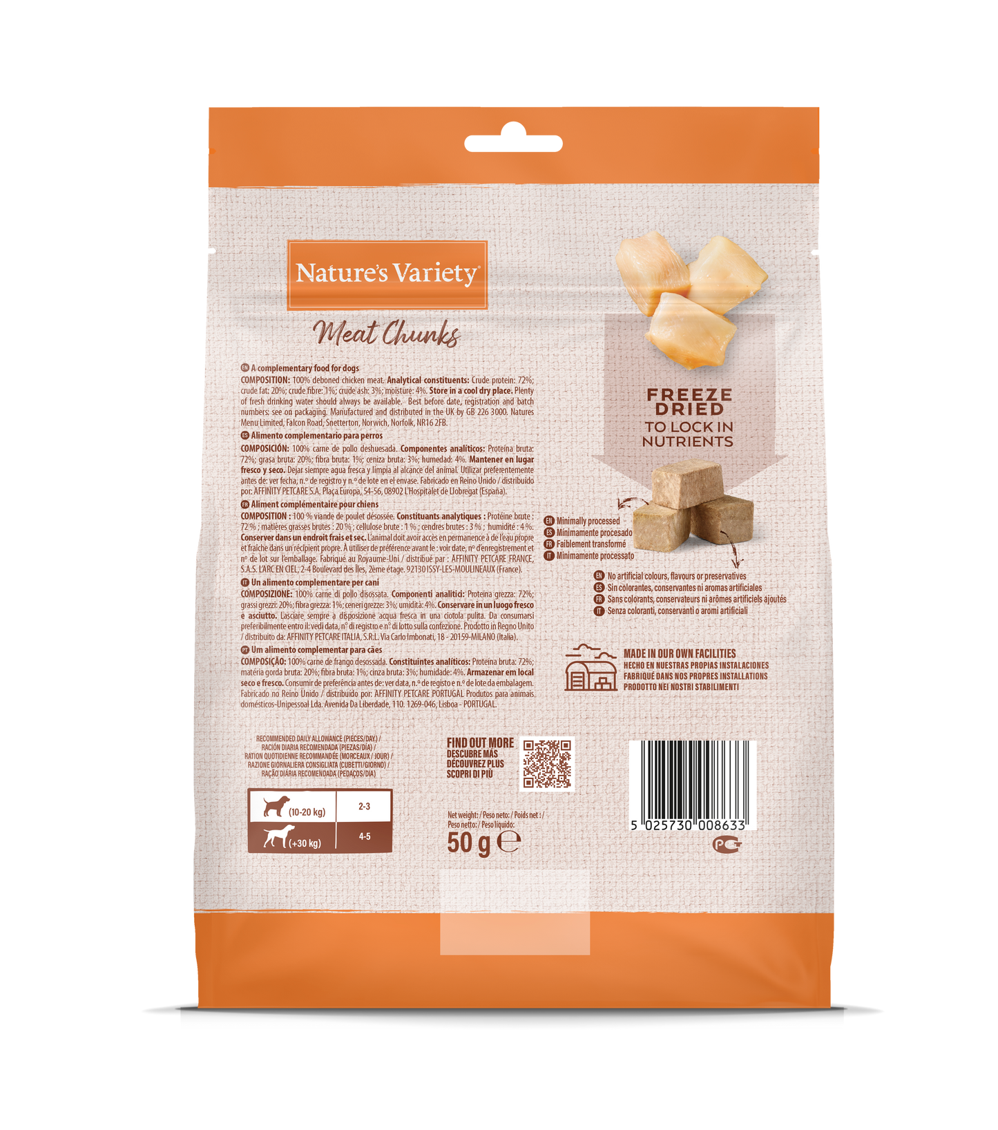 Nature's Variety Freeze Dried Meat Chunks Adult Dog Treats - Chicken