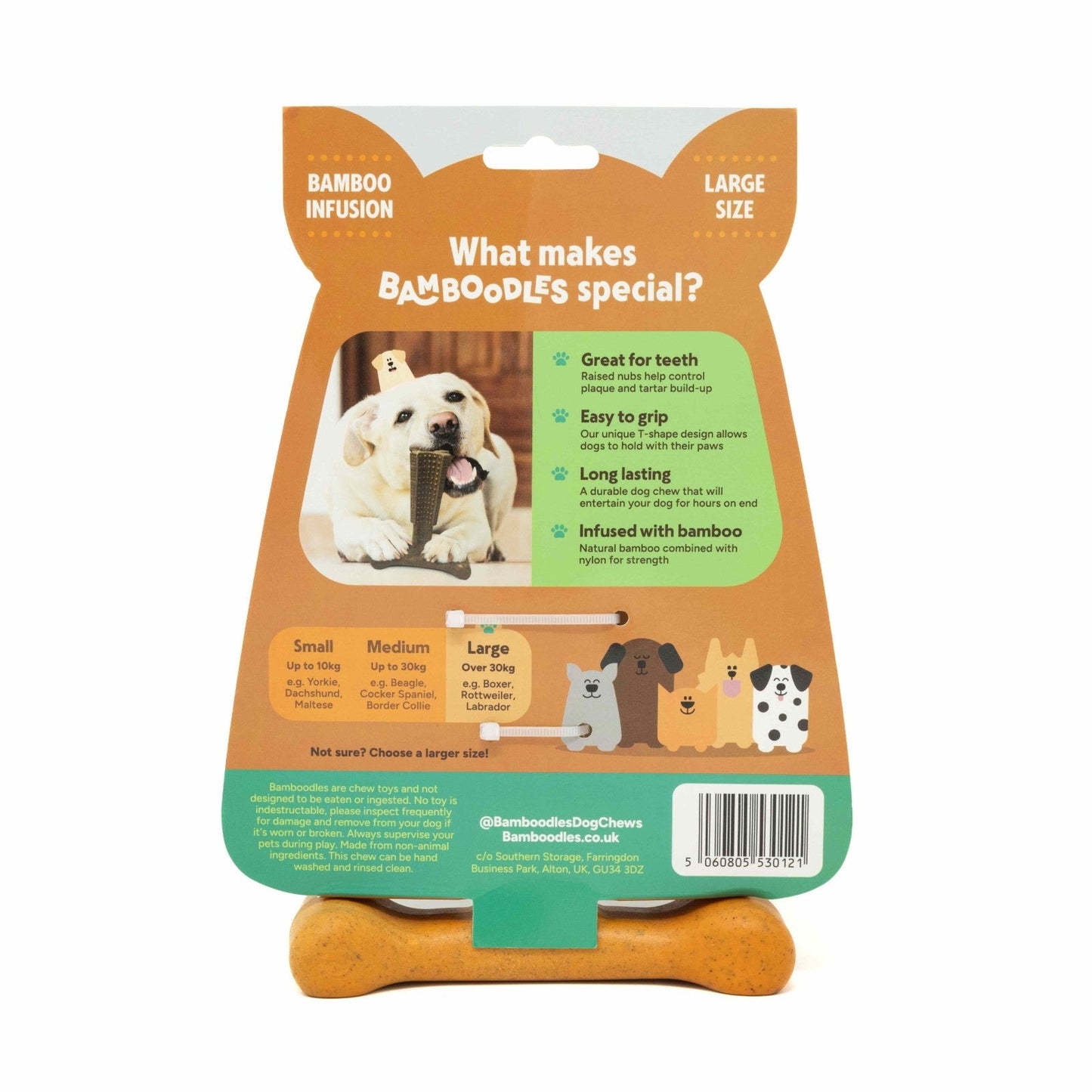 Bamboodles T-Bone Chew Toy for Dogs - Peanut Butter Flavour