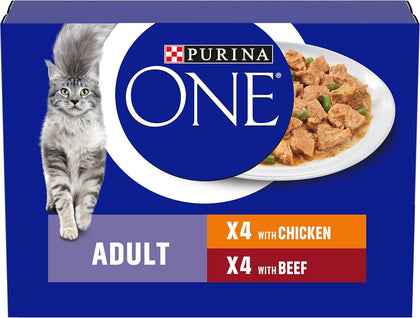 Purina ONE Adult Mini Fillets Wet Cat Food Chicken & Beef w Green Beans