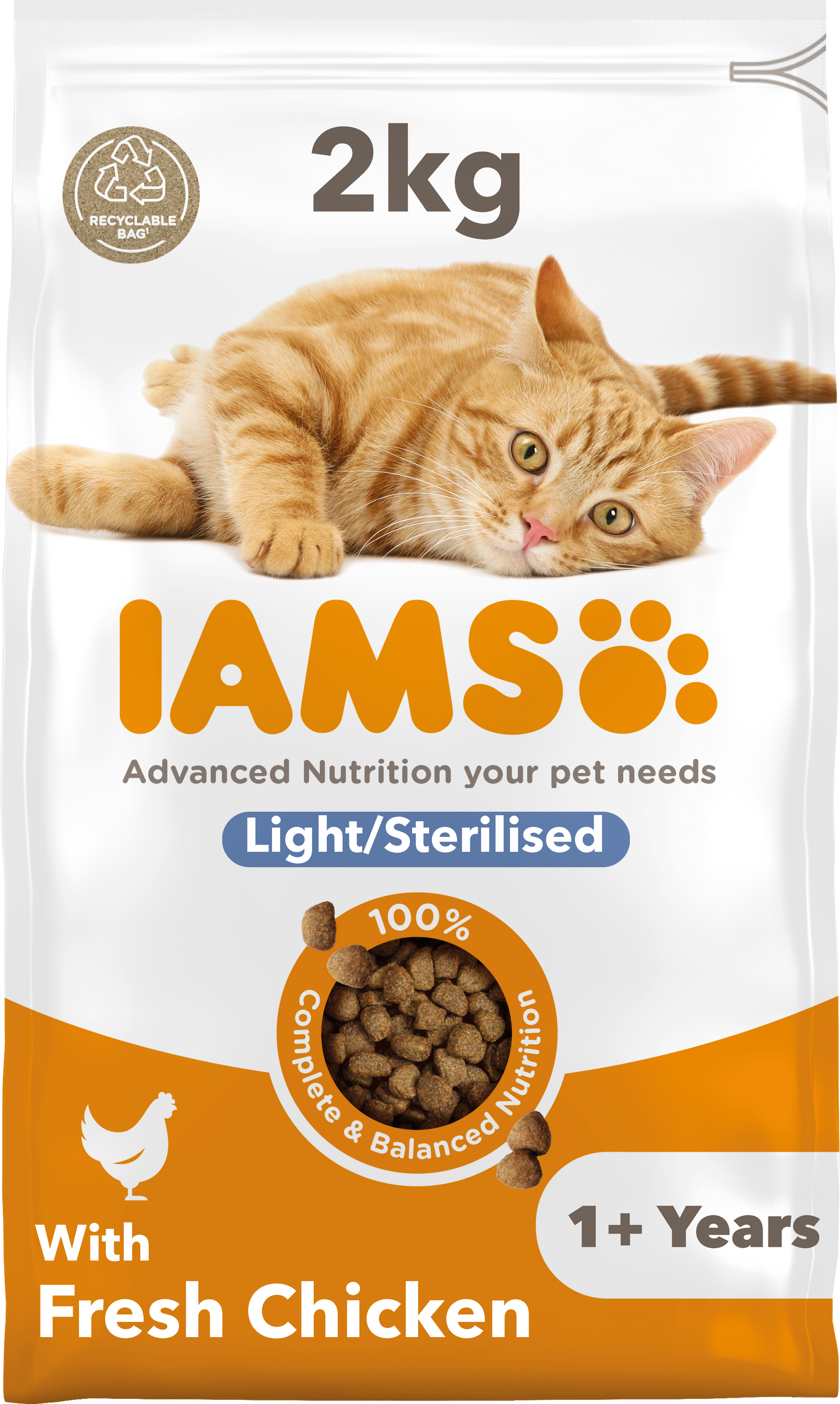 Iams Vitality Light Fat Sterilised Dry Cat Food with Fresh Chicken