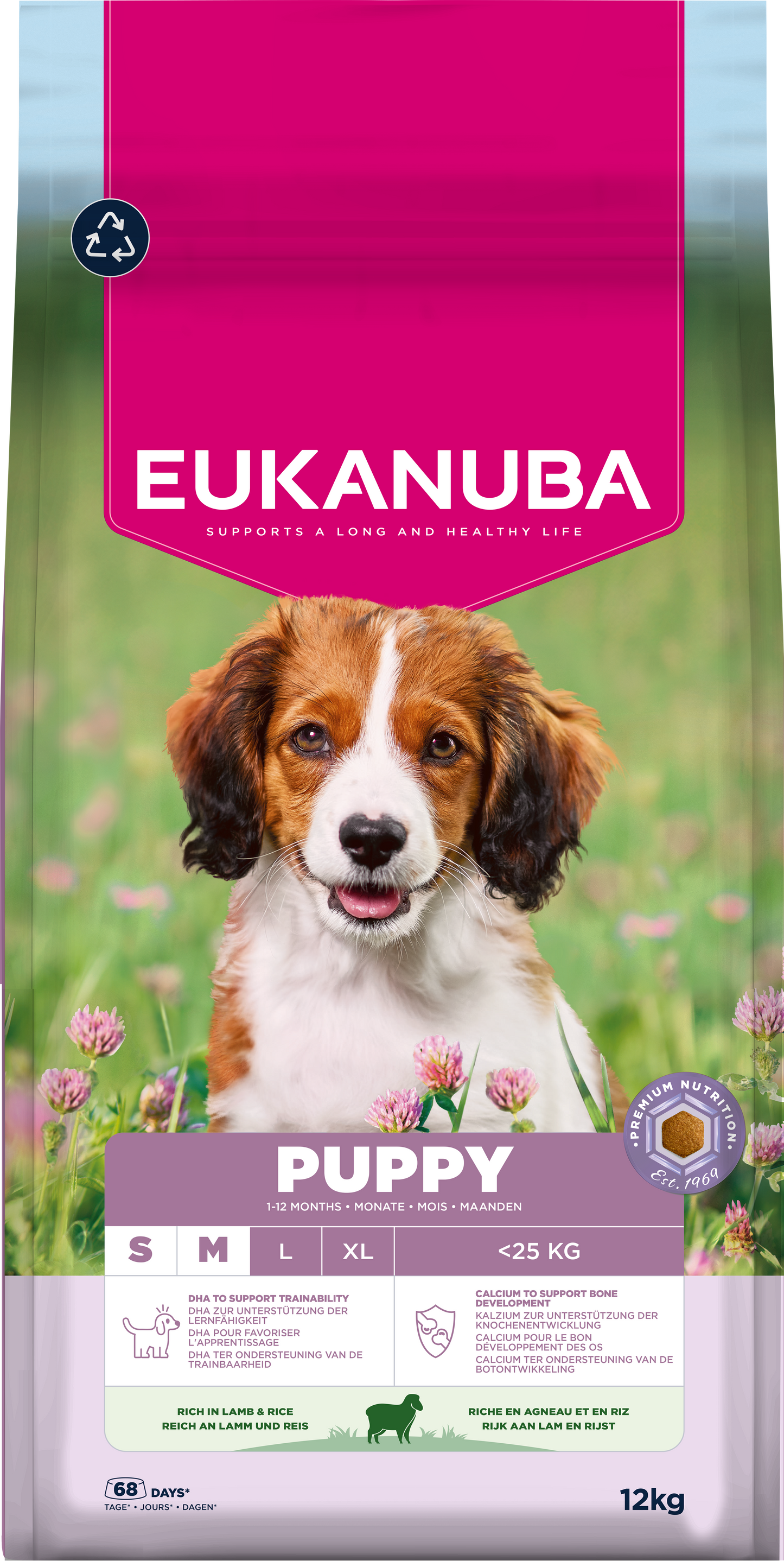 Eukanuba Life Care Puppy & Junior Small/Medium Breed Dry Dog Food - Lamb & Rice - 3kg & 12kg