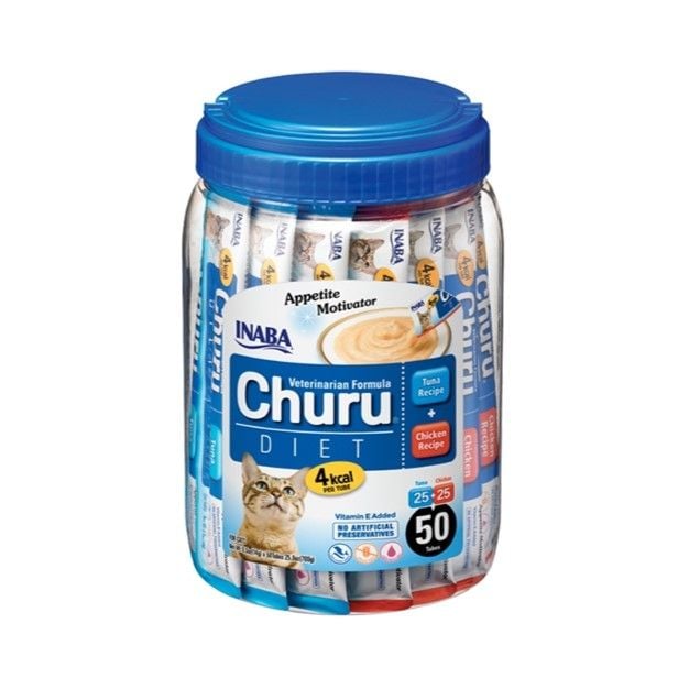 Front View of Churu Vet Diet Cat Treat - Tuna Recipe & Chicken Recipe - 50 x 14g