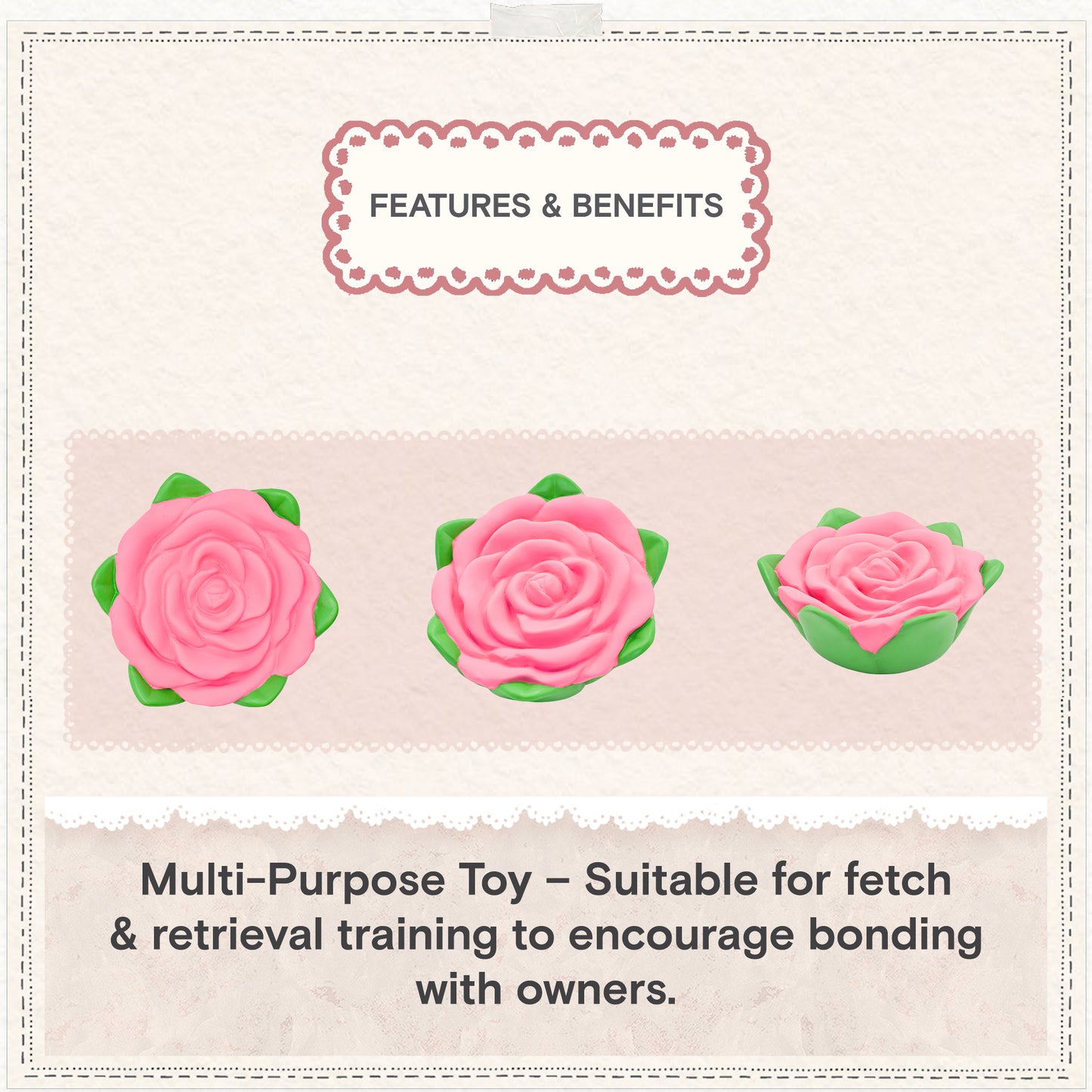Cath Kidston Dolly Rose Latex Rose Ball Dog Toy