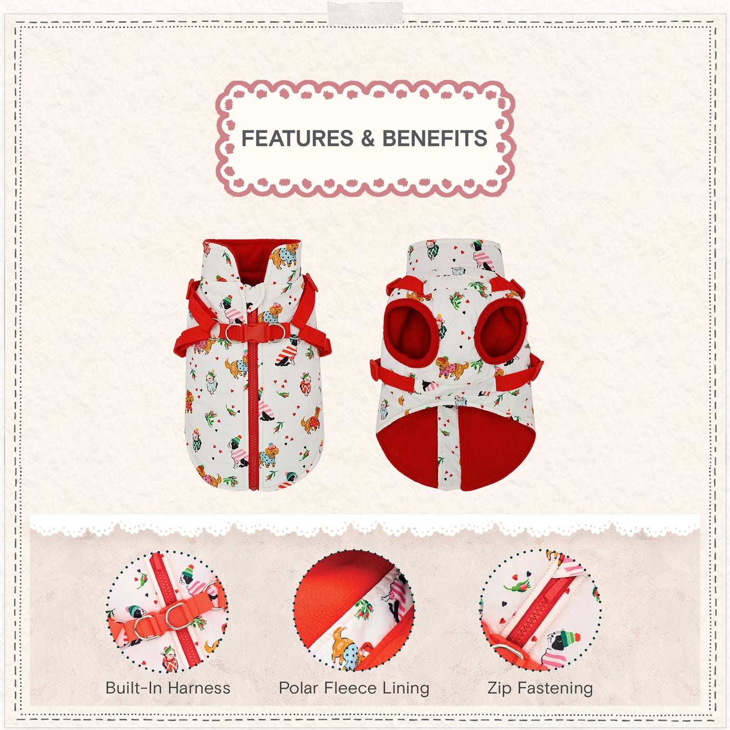 Cath Kidston Dogs & Roses Dog Coat & Harness