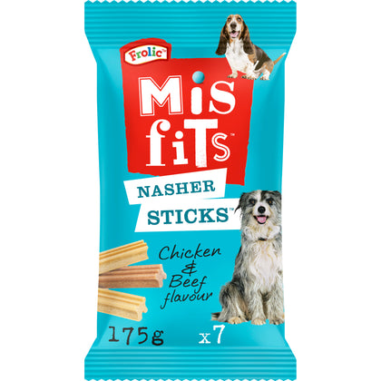 Misfits Nasher Sticks Adult Medium Dog Treats with Chicken and Beef