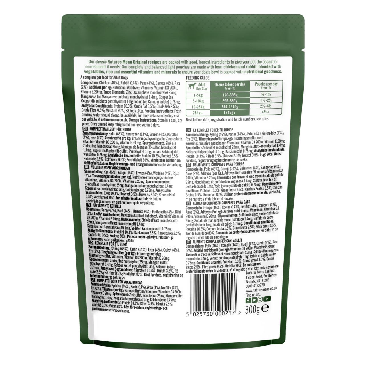 Natures Menu Dog Food Light Pouch Chicken & Rabbit