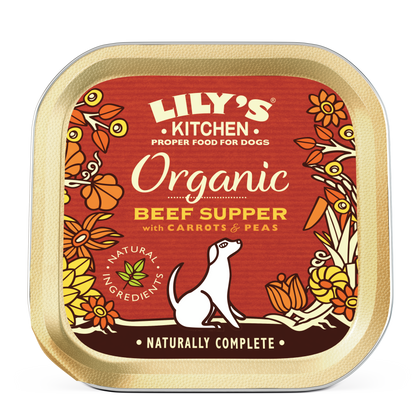 Lily's Kitchen Organic Adult Wet Dog Food - Beef Supper with Carrots & Peas