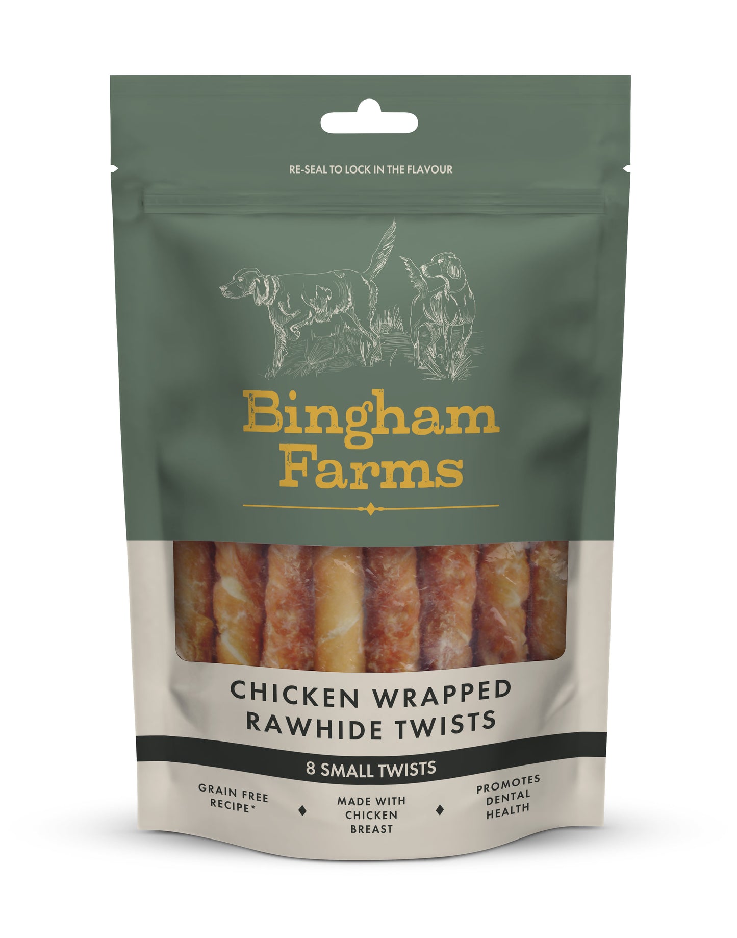 Bingham Farms Wrapped Rawhide Twist Adult Small Dog Treats - Chicken 80g