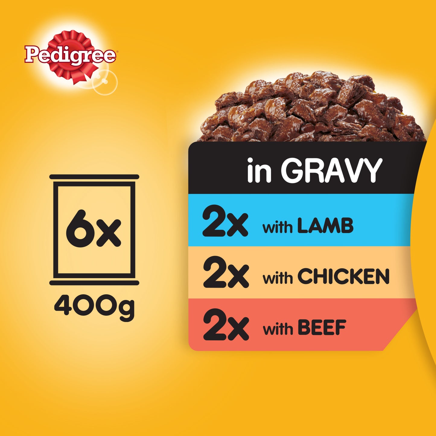 Pedigree Adult Wet Dog Food Tins Mixed in Gravy