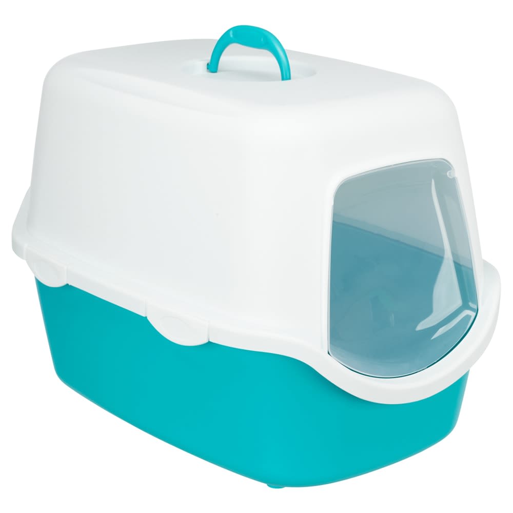Trixie Vico Cat Litter Tray with Dome in Turquoise/White