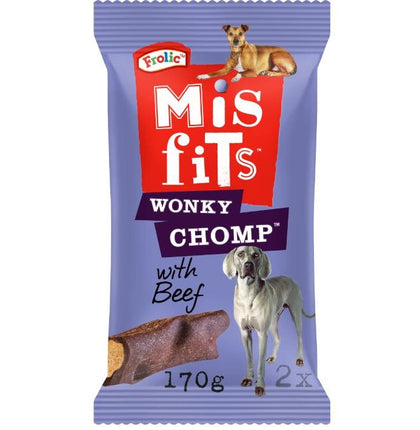 Misfits Wonky Chomp Adult Medium Dog Treats Beef 2 Stick