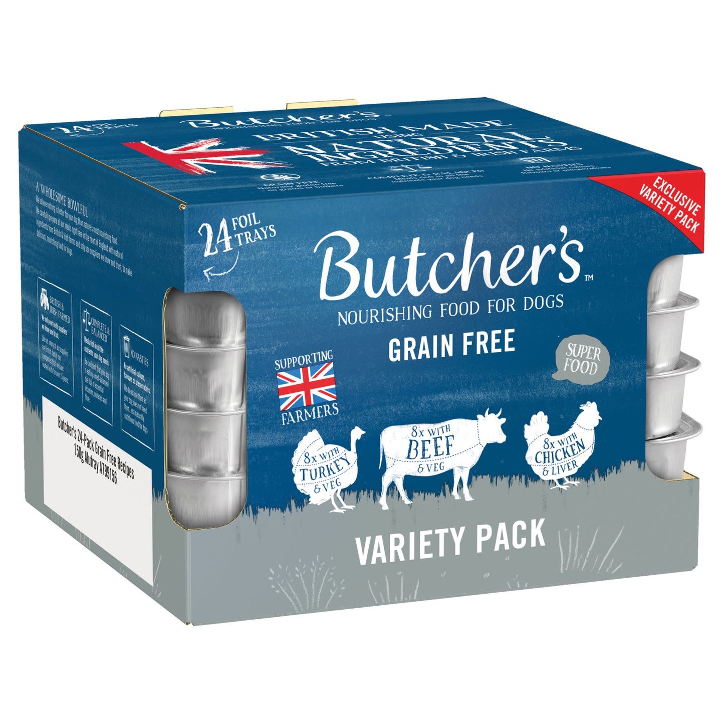 Butcher's Grain-free Adult Wet Dog Food - Chicken, Beef & Turkey Variety Pack Dog Food Trays