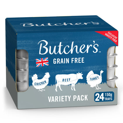 Butcher's Grain-free Adult Wet Dog Food - Chicken, Beef & Turkey Variety Pack Dog Food Trays