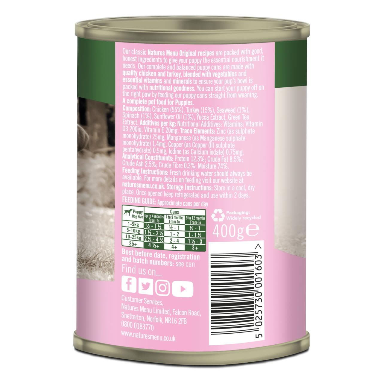 Natures Menu Original Puppy Chicken & Turkey Wet Dog Food Cans