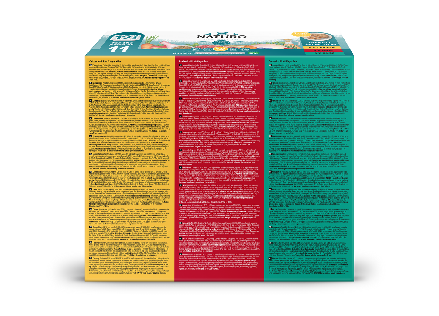 Naturo Adult Wet Dog Food with Rice Variety Pack Trays