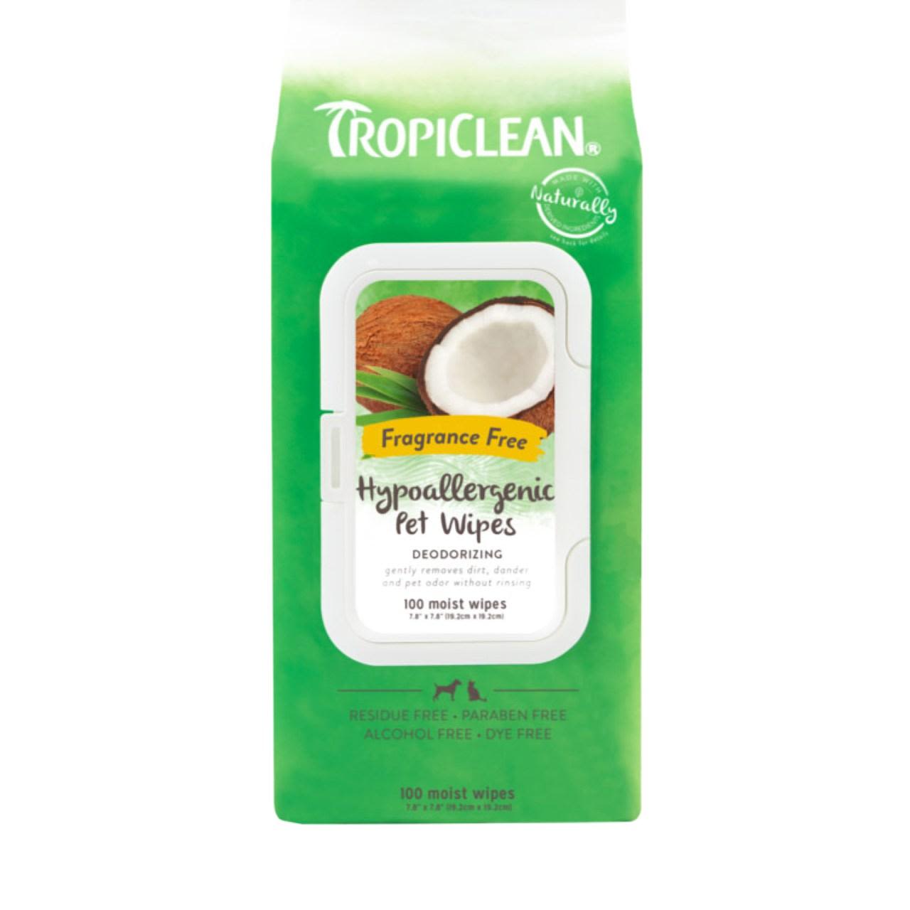 Tropiclean Hypoallergenic Deodorising Pet Wipes for Dog & Cat