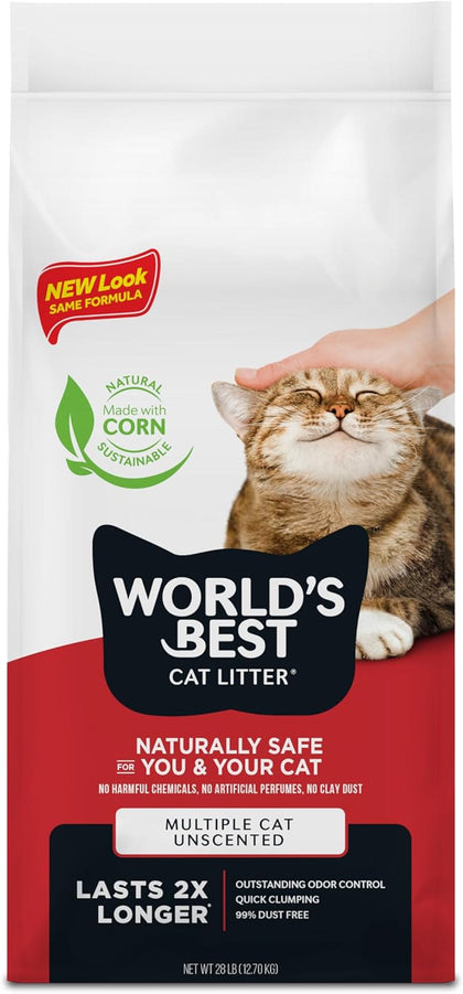 World's Best Multiple Cat Unscented Clumping Cat Litter