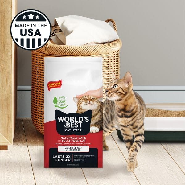 World's Best Multiple Cat Unscented Clumping Cat Litter