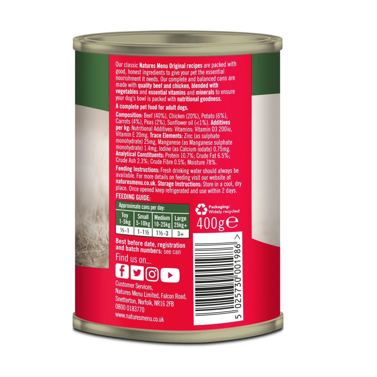 Natures Menu Original Adult Wet Dog Food - Chicken & Beef