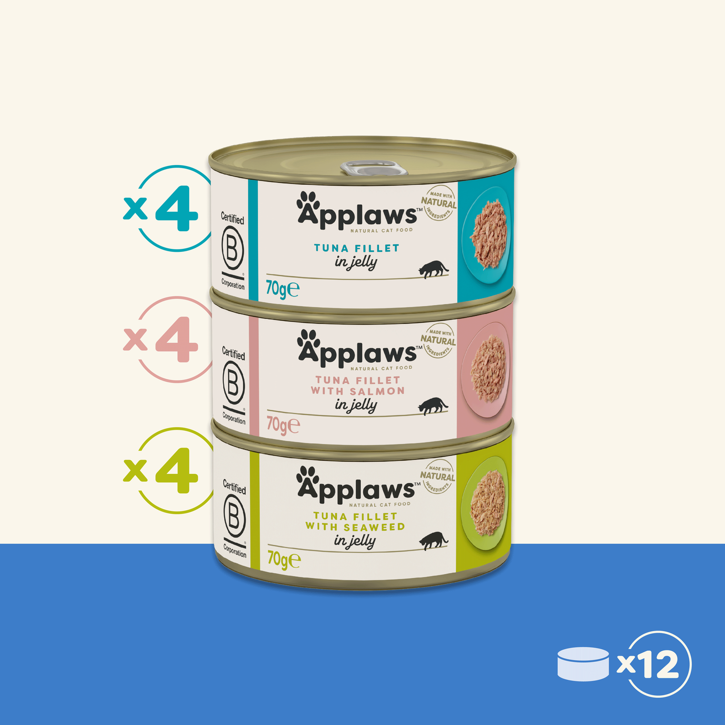 Applaws Cat Tin 12 x 70g Fish Selection in Jelly