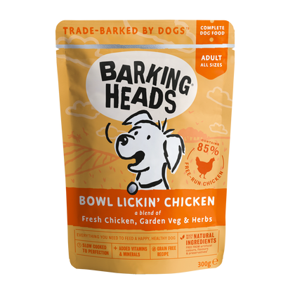 Barking Heads Bowl Lickin Adult Wet Dog Food in Pouches - Chicken