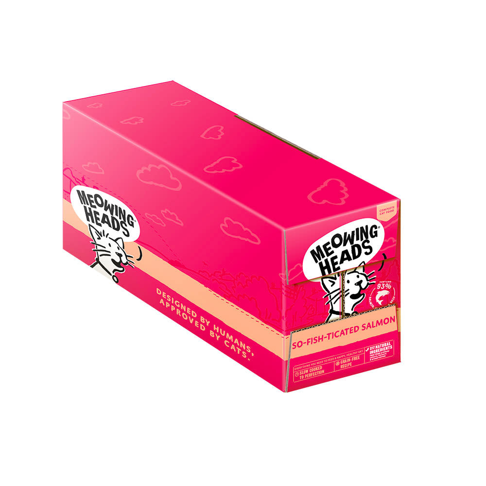 Meowing Heads So-Fish-Ticated Adult Wet Cat Food in Pouches - Salmon, Chicken & Beef