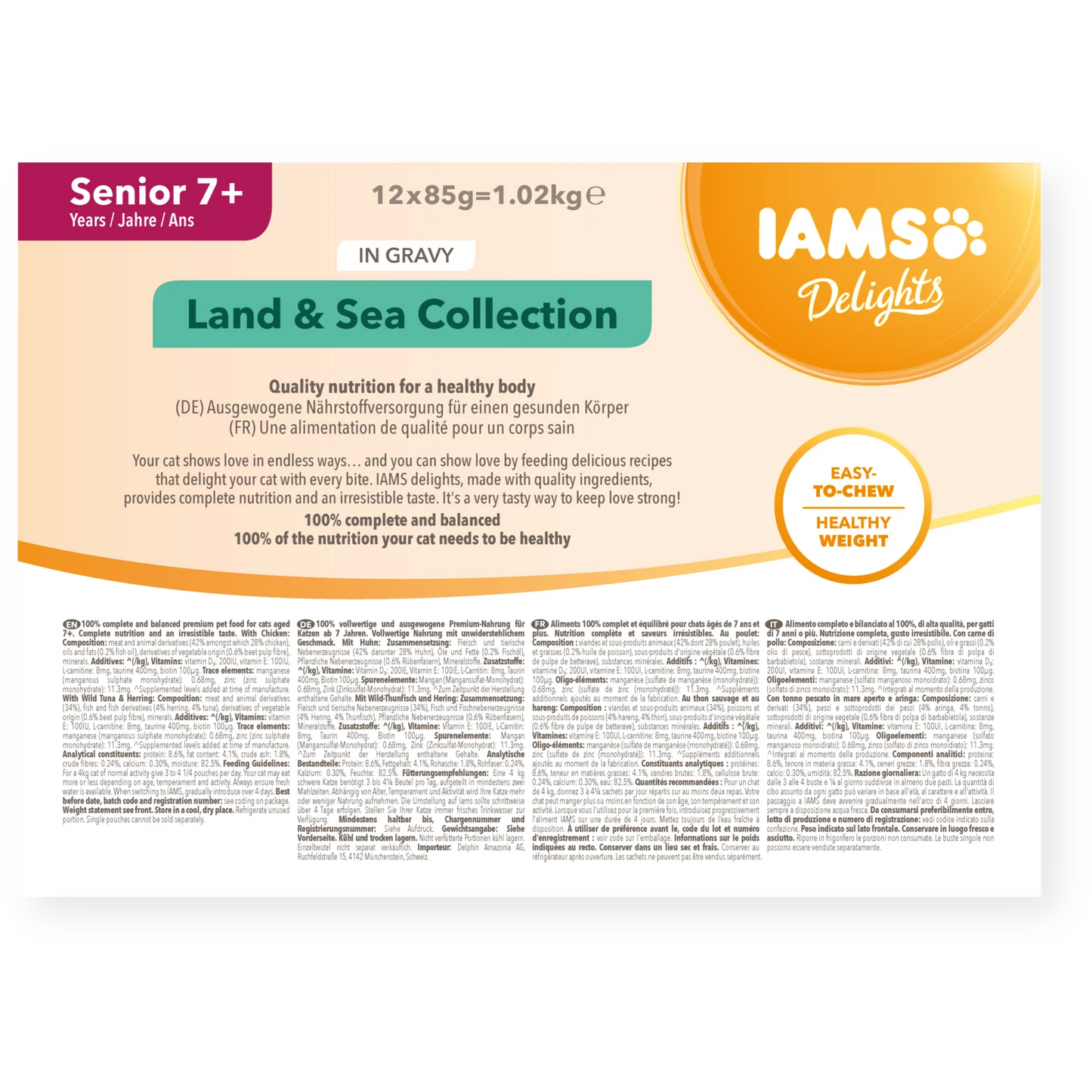 Iams Delights Senior Wet Cat Food - Land & Sea Collection in Gravy