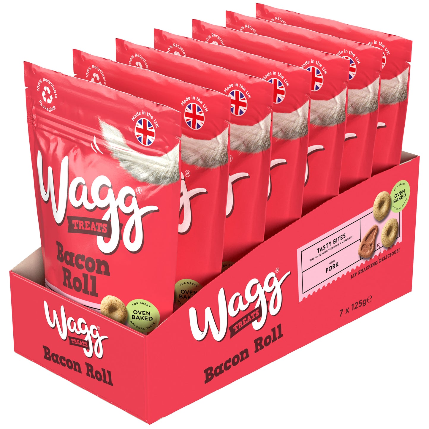 Wagg Tasty Bites Bacon Roll Dog Treats - Pork