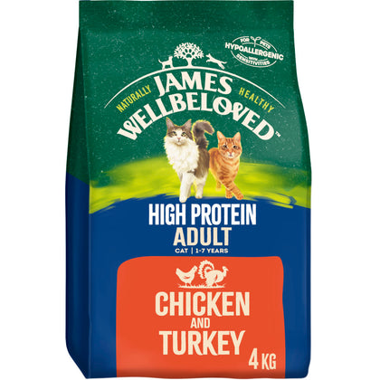 James Wellbeloved High Protein Grain Free Adult Dry Cat Food Chicken & Turkey