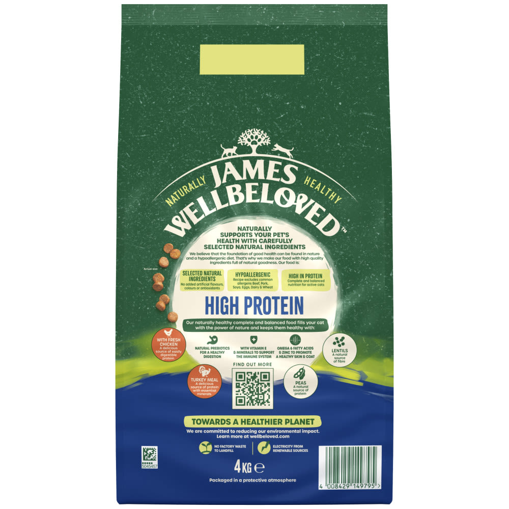 James Wellbeloved High Protein Grain Free Adult Dry Cat Food Chicken & Turkey