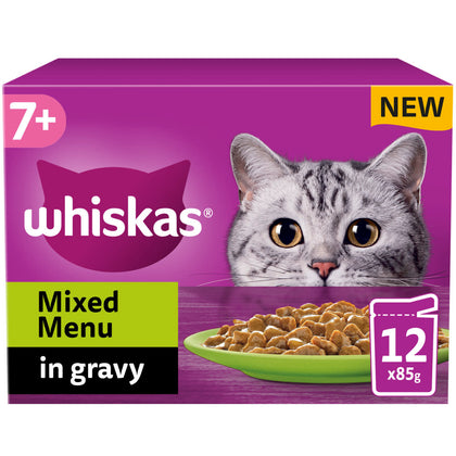 Whiskas 7+ Mixed Menu Senior Wet Cat Food Pouches in Gravy