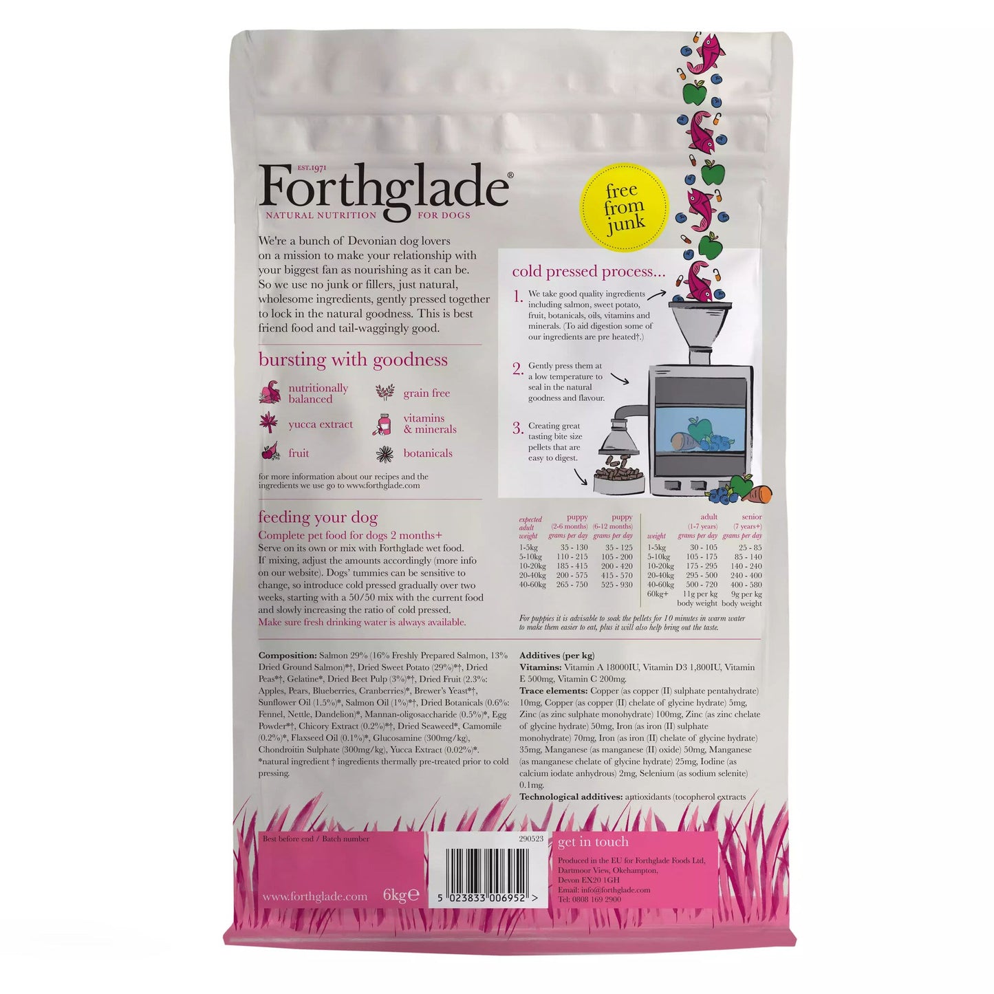 Forthglade Complete Natural Cold Pressed Dry Dog Food - Salmon with Sweet Potato