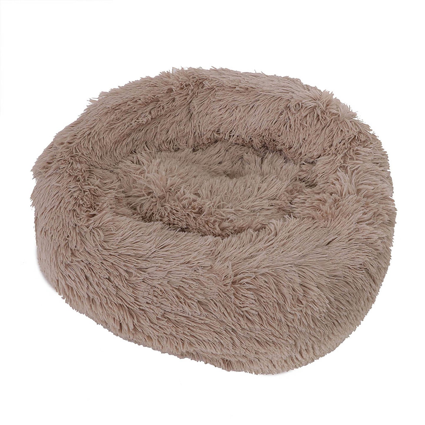 Dream Paws Anxiety Reducing Plush Dog & Cat Bed with Bear Toy - Brown