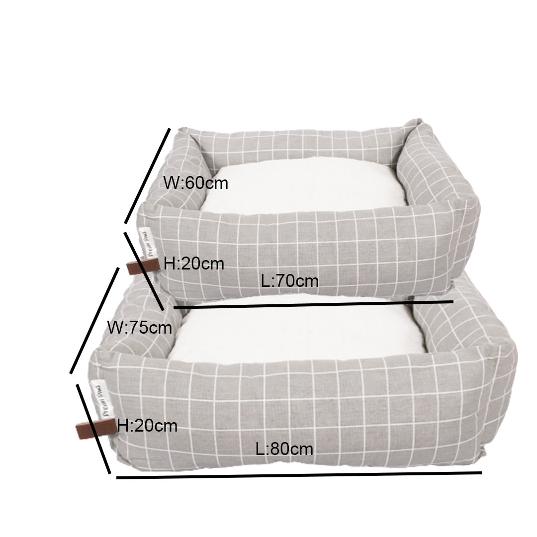 Dream Paws Check Sofa Grey Pet Bed