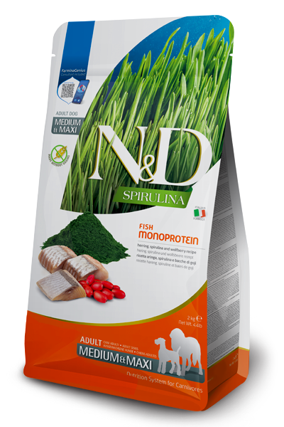 N&D Spirulina Herring Adult Med/Maxi Dry Dog Food