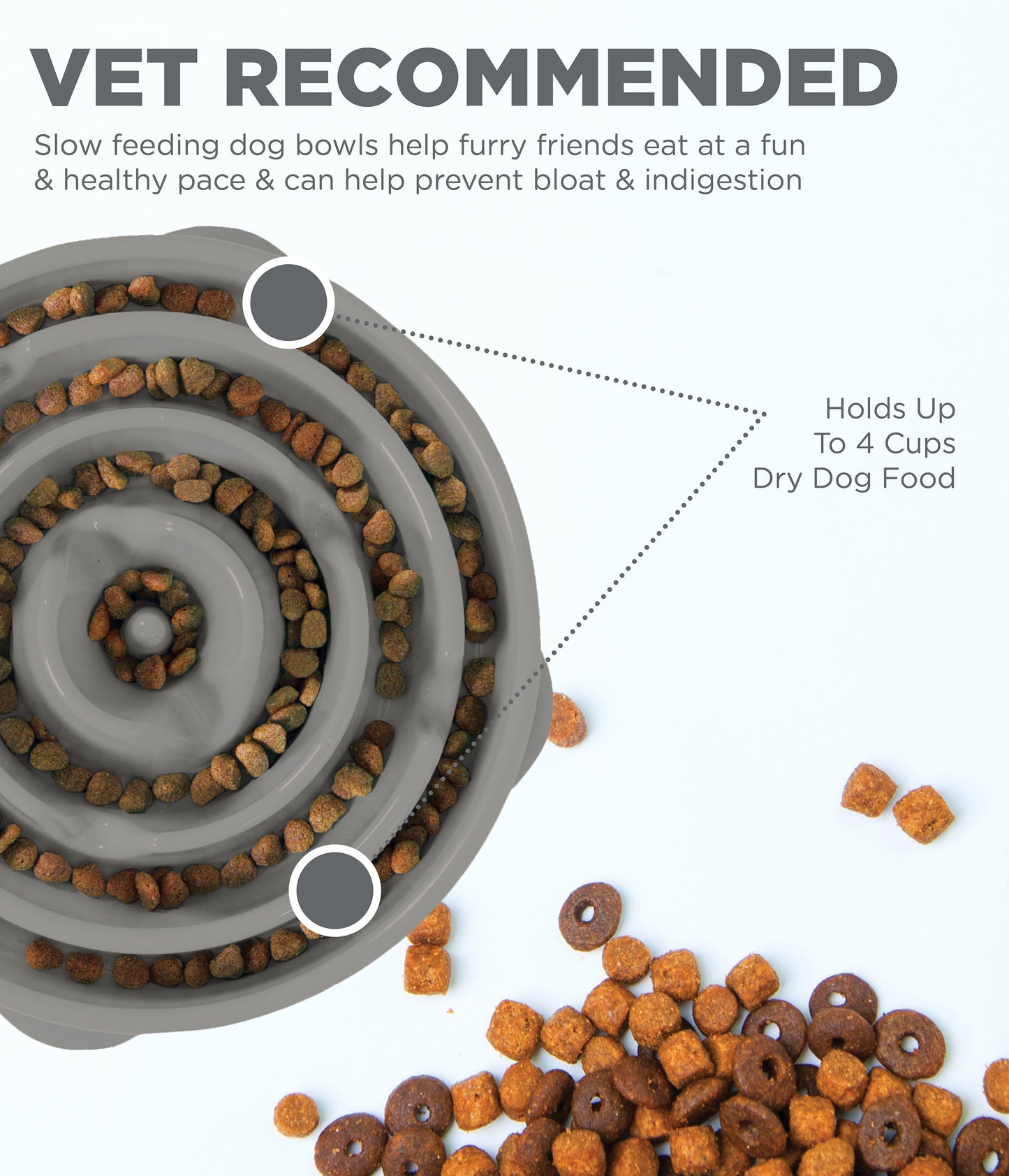 Outward Hound Feeder Drop Grey Dog Bowl