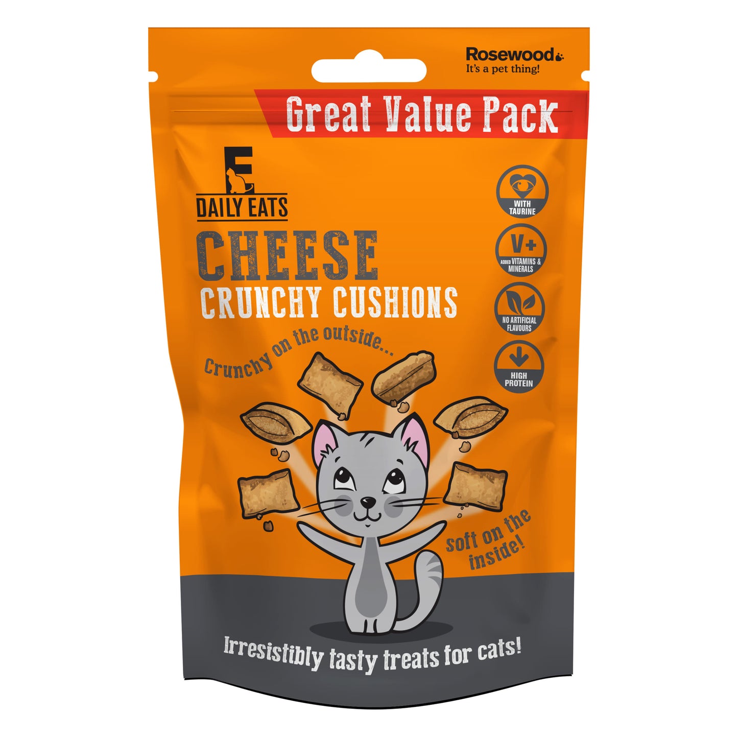 Rosewood Cheese Crunchy Cushions Cat Treats Value Pack