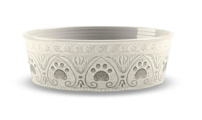 Tarhong Medallion Paw Print Natural Pet Bowl