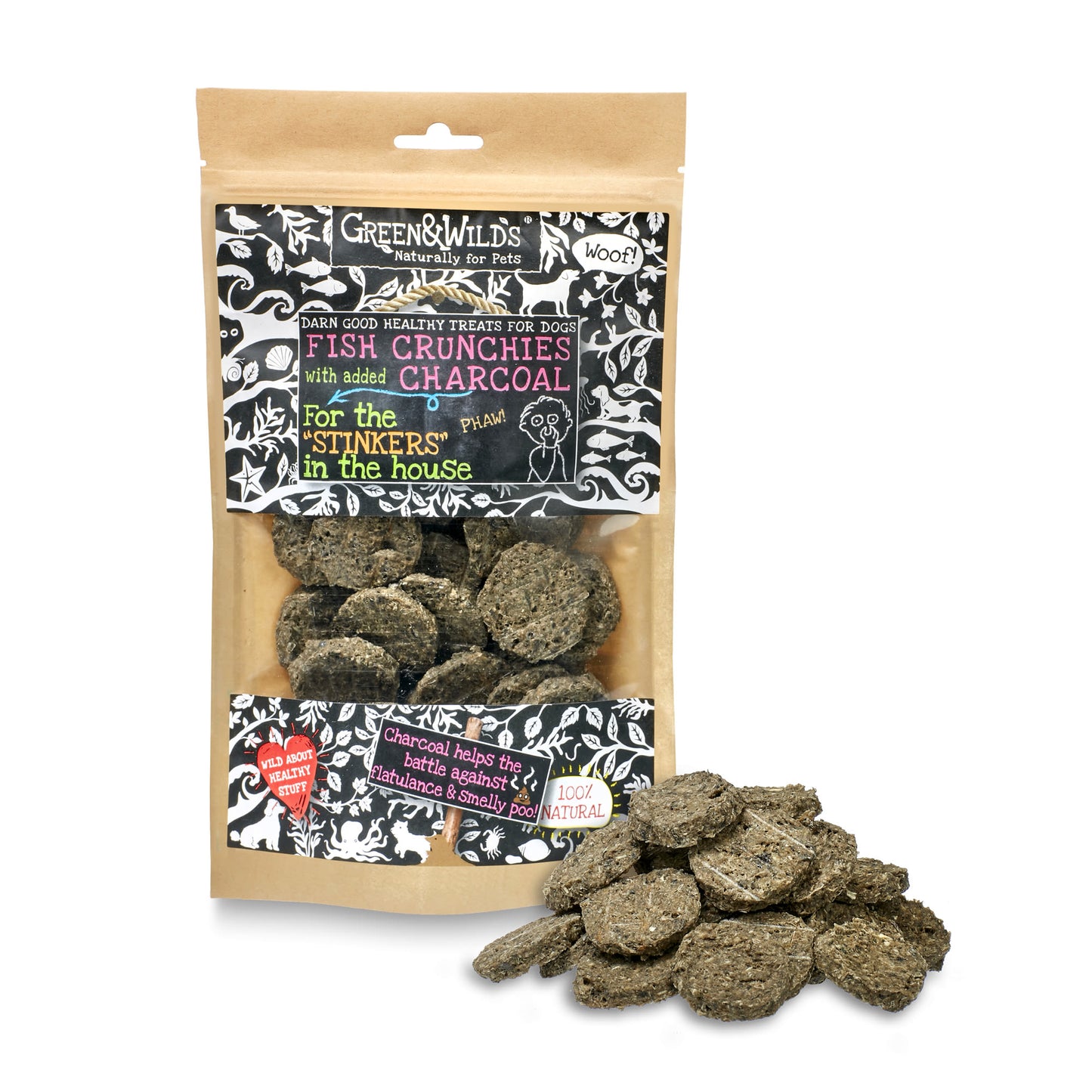 Green & Wilds Fish Crunchies with Charcoal Dog Treats